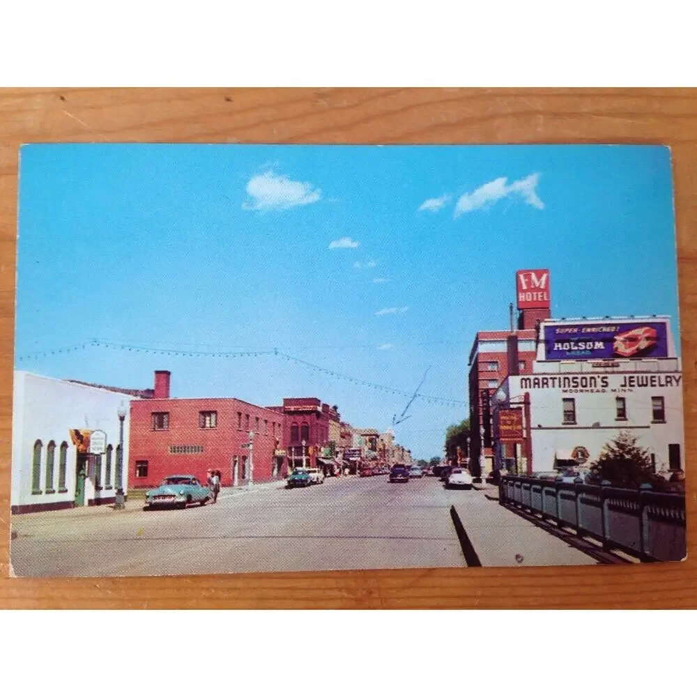 1955 Vintage Ektachrome Dexter Dextone Center Ave Moorhead MN Unposted Postcard